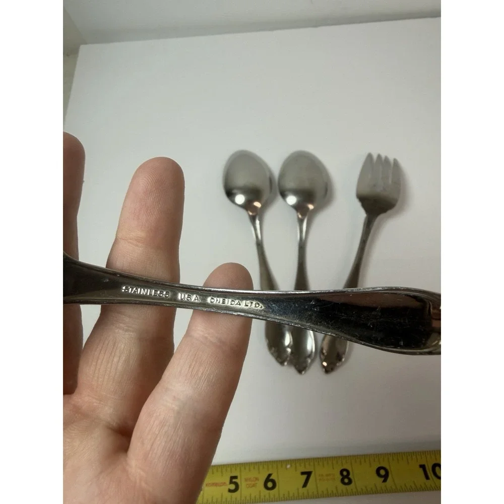 Oneida BERKELEY SQUARE Stainless Flatware 4 Piece Serving Set‎ Spoons Meat Fork